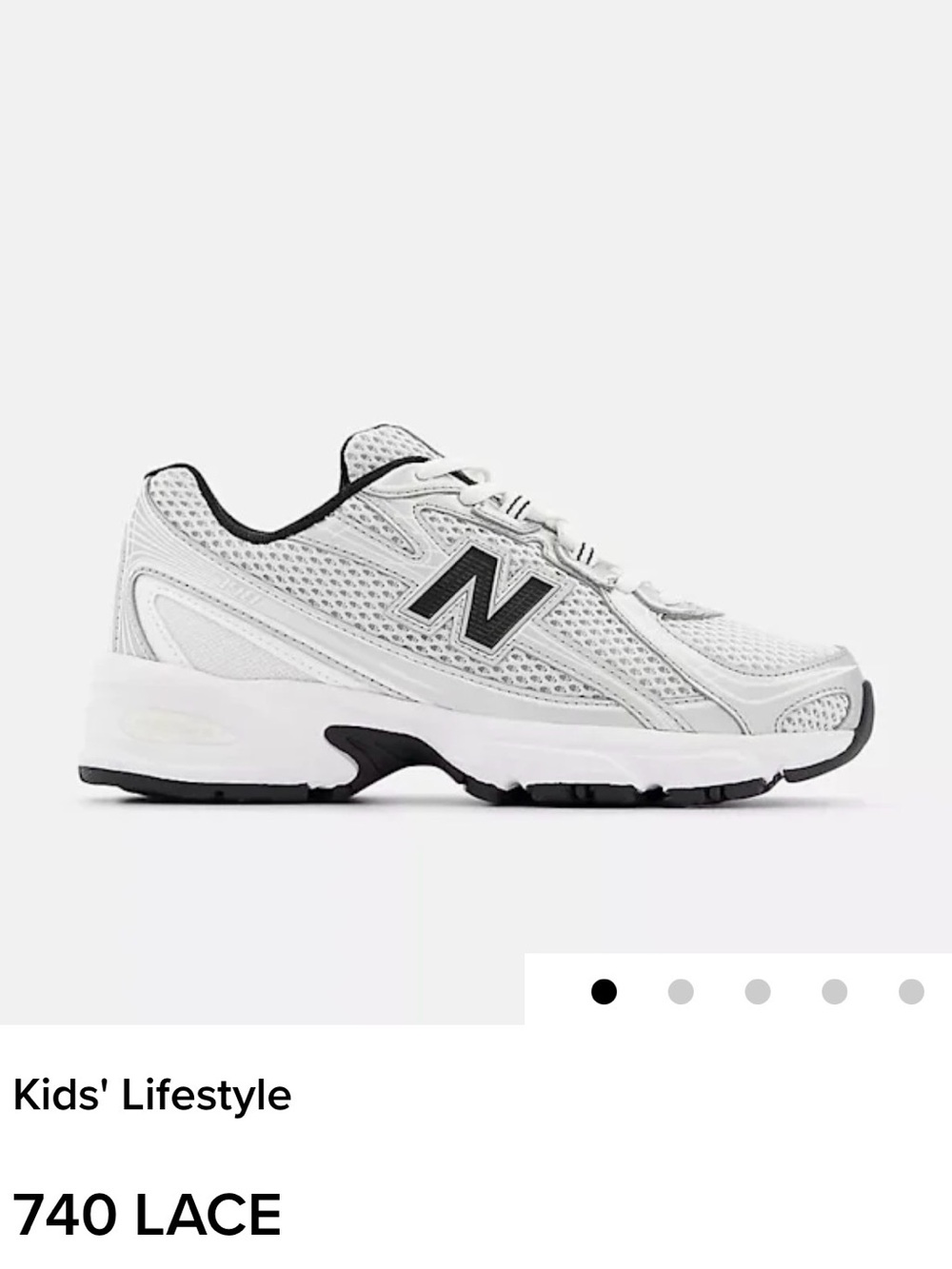 New Balance Big Kids' 740 Lace Athletic Shoe - White/Black